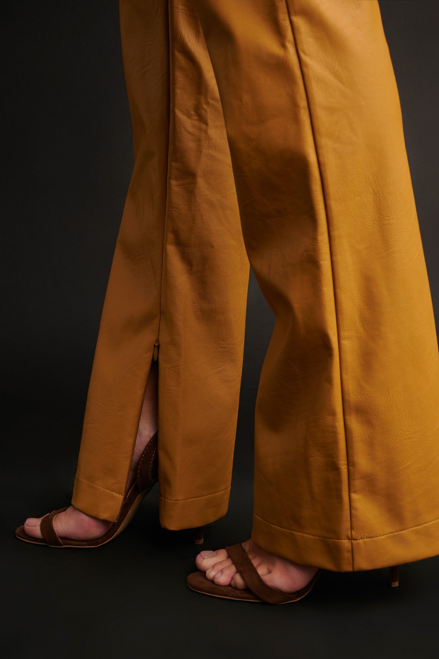 Eco Leather Flare Γυναικείο Παντελόνι Camel