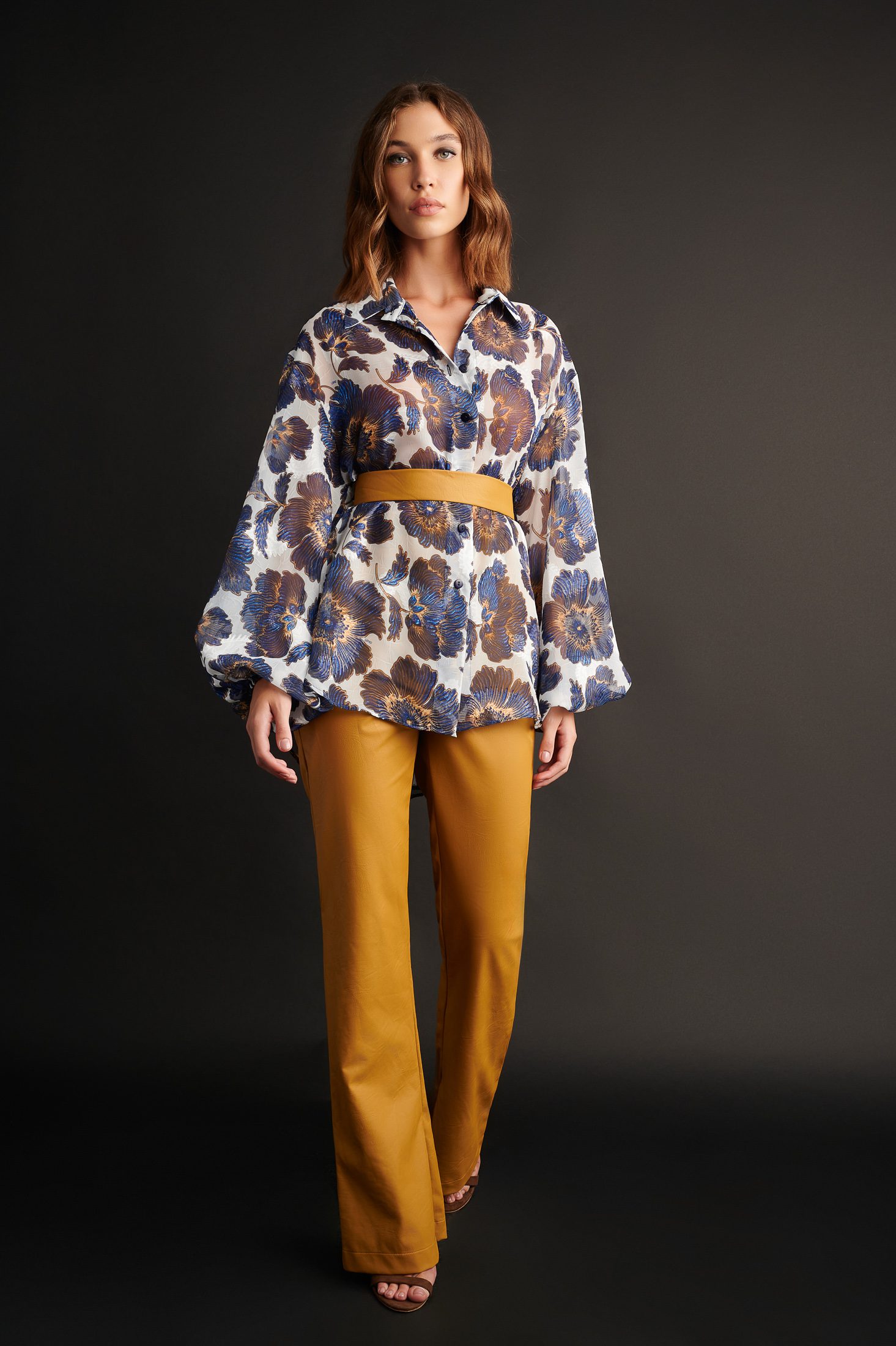 Eco Leather Flare Γυναικείο Παντελόνι Camel